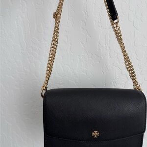 Tory Burch Black Leather Chain Shoulder Bag